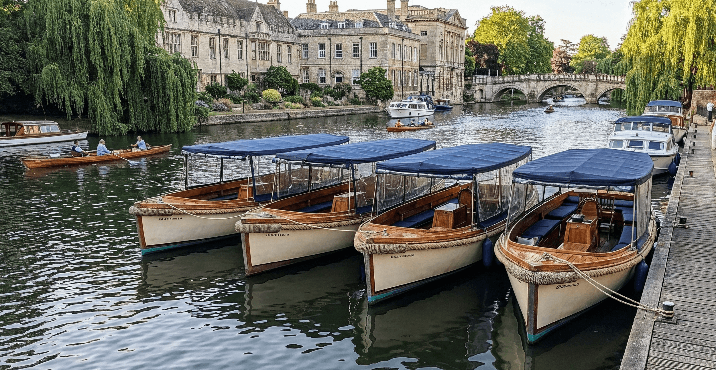 four boats docked at Harleyford Marina